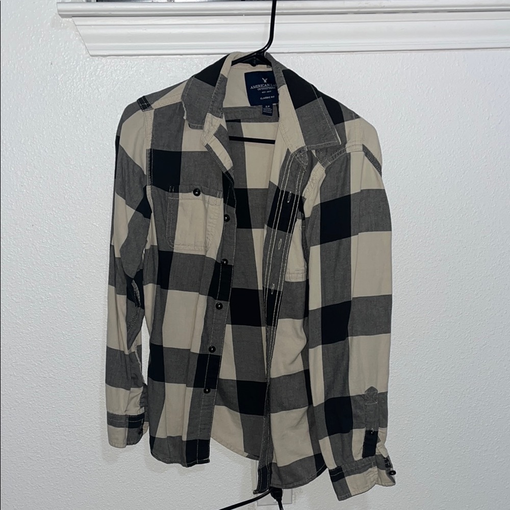 American Eagle Outfitters Black and Cream Lightweight Shirt Jacket